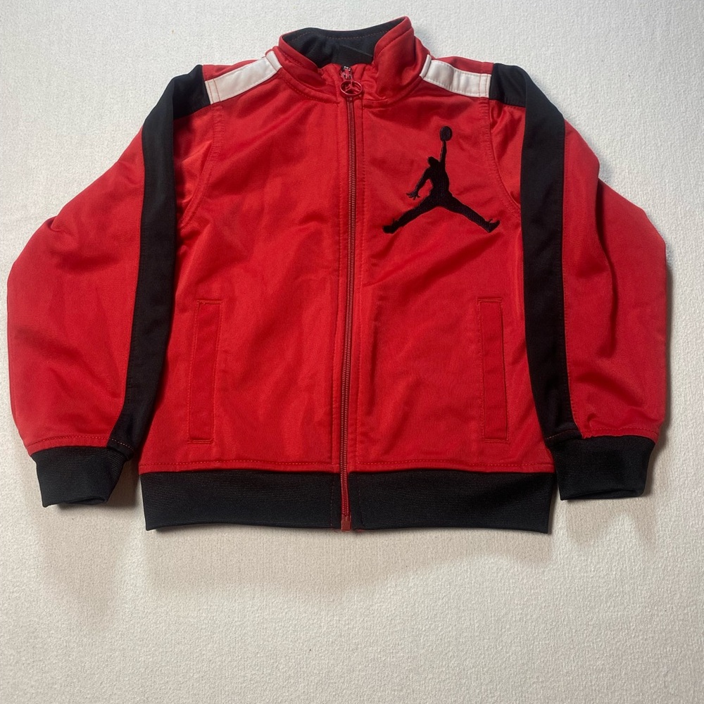 Jordan Red and Black Youth Zip-Up Track Jacket. See description.
